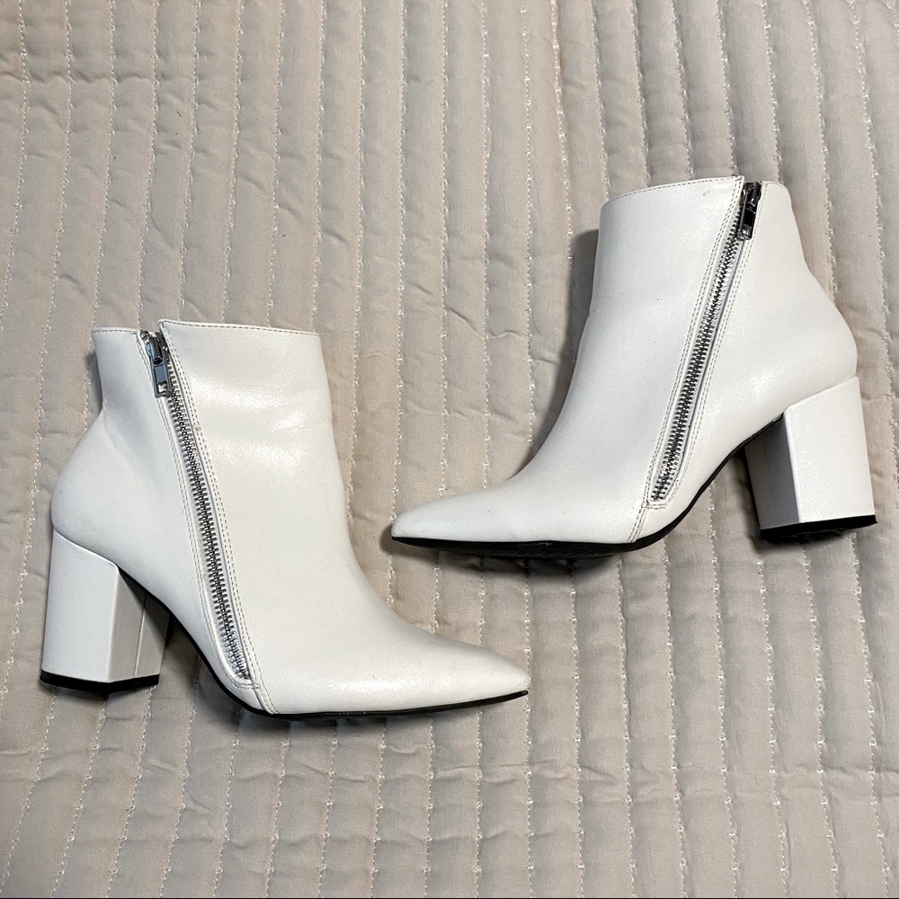 White Zip Ankle Boots